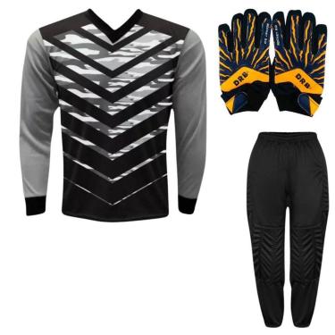 Imagem de Kit Goleiro Infantil Camisa Roma + Calça TRB + Luva DRB-Unissex