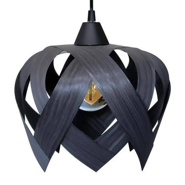 Imagem de Luminaria Pendente Madeira Sala Mesa Bancada Lúpulo P Preto