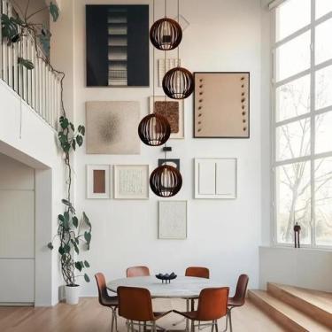 Imagem de Lustre Pendente Para Sala Pé direito Duplo Quatro Ball P7 - Marrom - O