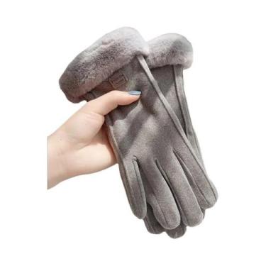 Imagem de Luvas Bege Com Tela Sensível Ao Toque, Forro De Pelúcia, Grossas E Que