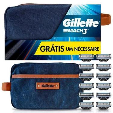 Imagem de Kit Gillette Mach3 12 Cargas Refis Gillette Mach3 + 1 Necessaire