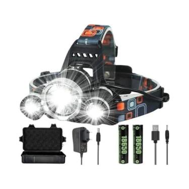 Imagem de Lanterna De Cabeça LED Recarregável USB 18650 Potente E À Prova d'Água