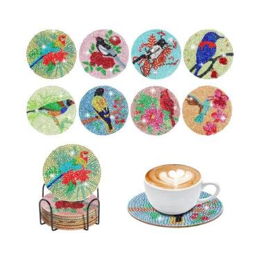 Imagem de Conjunto De 8 Porta-Copos De Pintura Diamante Para Adultos Com Suporte