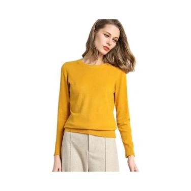 Imagem de Suéter Feminino De Tamanho Grande, Slim, Gola O, Em Mistura De Lã Cash