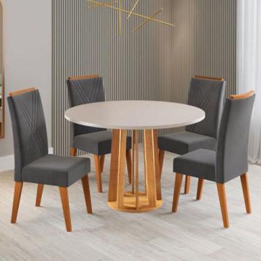 Imagem de Mesa de Jantar 4 Lugares Foster Mel/Blonde/Cinza - Viero Móveis, Cinza