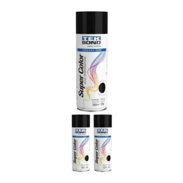 Imagem de Kit 3 Tinta Spray Alta Temp Preto Brilhante 350ml Tekbond