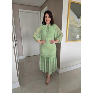 Imagem de Vestido elegante longo em chiffon moda evangelica cristã - VALERIA ALV