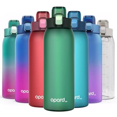 Imagem de Opard Garrafa de água de plástico de 900 ml, lavável na lava-louças, tampa flip-top à prova de vazamento, Tritan livre de BPA, garrafa de água esportiva reutilizável de boca larga para academia