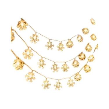 Imagem de Luzes De Natal LED Em Forma De Floco De Neve De 10M Com Bateria USB Pa