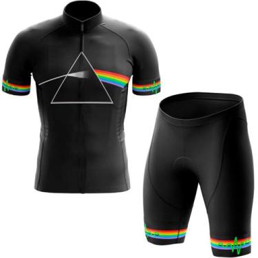 Imagem de Conjunto Ciclismo Pink Floyd Camisa Uv Curta e Bermuda Gel Bike Mtb - 