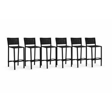 Imagem de Kit 6 Banquetas Fibra assento Para Bancada - Sarah Móveis