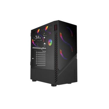 Imagem de Gabinete Gamer Set Black Vulcan - Lateral Em Vidro - Pcyes - Gsbvpbr