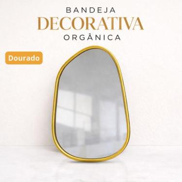 Imagem de Bandeja Decorativa Espelhada Orgânica Dourada ou Preta 29cm Moderna - 
