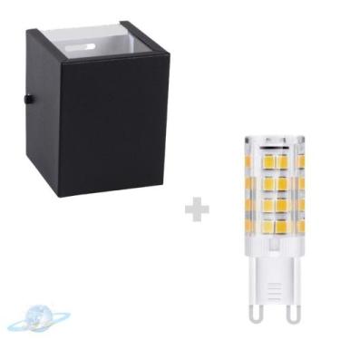 Imagem de Kit Arandela Preta Quadrada 2 Fachos + Lâmpada G9 BQ 3000K - Unity Hop