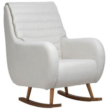 Imagem de Poltrona de Amamentação Com Balanço Base Milka Sky D02 Linho Branco C-