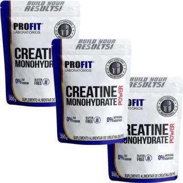 Imagem de Kit 3X Creatine Monohydrate Power - 300g Refil Sem Sabor - Profit - PR