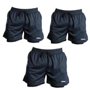 Imagem de Kit 3 Short Masculino Academia Esportivo 2 em 1 Short Segunda Pele Calção Corrida Fitne...