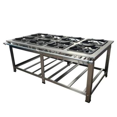 Imagem de Fogão Industrial 8 Bocas Cefaz Linha Gold Inox 304 Baixa Pressão I304-