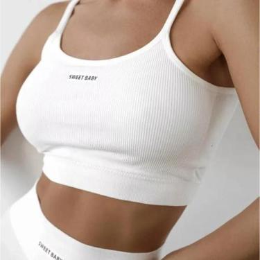Imagem de Conjunto de Yoga Feminino Sem Costura - Regata e Calças com Estampa de