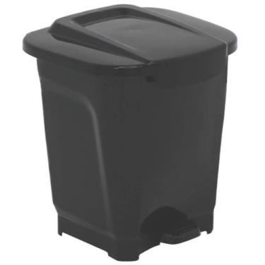 Imagem de Lixeira Plástica Preta Tramontina com Pedal 15L para Cozinha Banheiro 