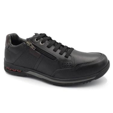 Imagem de Sapatênis de Couro Masculino Pegada, Preto, 40
