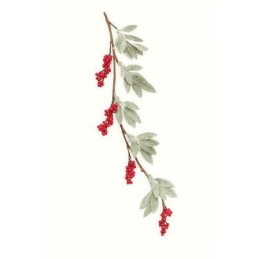 Imagem de Festão Decorativo com Folhas Nevadas e Frutinhas Vermelhas  1,50m - To