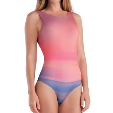 Imagem de Maiô Regata Mash She Bojo Fixo Estampado Piscina Poliéster, Rosa, M