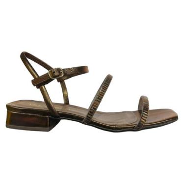 Imagem de Sandalia Via Scarpa Tira Lapide Metalizado Feminino, Bronze, 37