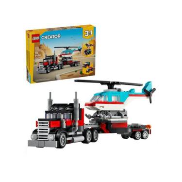 Imagem de Caminhão Plataforma Com Helicóptero Lego Creator 3 em 1