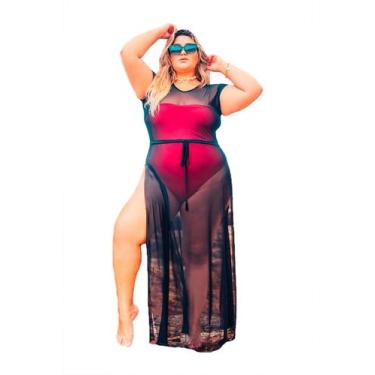 Imagem de Saída De Praia Plus Size Longa Fenda Tule Luxo Elegante - PLUS MESMO E