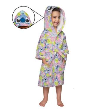 Imagem de Roupão Aveludado Infantil Quimono com Capuz Stitch - Lepper, G