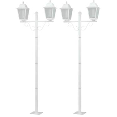Imagem de Kit 2 Postes 210cm Luminária Externo de Chão Clássicos Dital Branco Jardim Praças Resid...