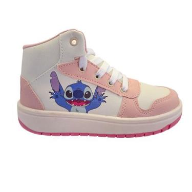 Imagem de Tênis Infantil Casual Botinha Confortável Cano Alto Stitch Cor:BrancoT