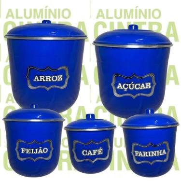 Imagem de Jogo de Porta Mantimentos Lata Potes Arroz 5 pecas em Alumínio - Alumí