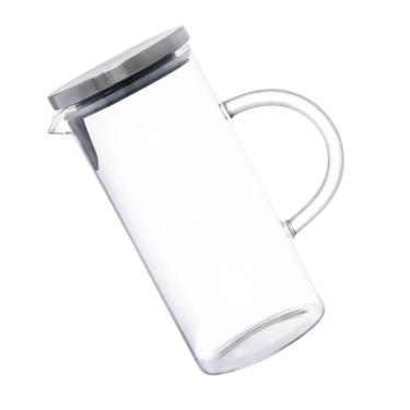 Imagem de Jarra de Vidro Borossilicato Mirage 1L com Tampa Inox Bico Vertedor para Mesa Prata Hauskraft