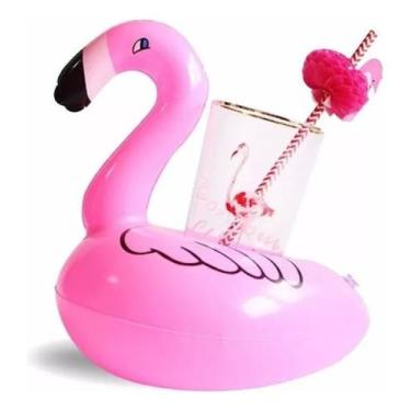 Imagem de KIT 3 Boia Porta Copo Flamingo Flutuador P/ Praia Piscina - Coisaria