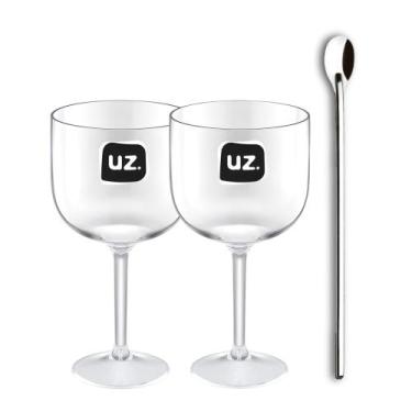 Imagem de COMP Kit Coquetel Drink 2 Taças Gin de Plástico 600ml Transparente + C