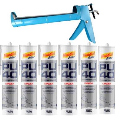 Imagem de Kit Pistola Aplicadora 9 Pol Aeroflex Azul com Selante PU40 Cinza para