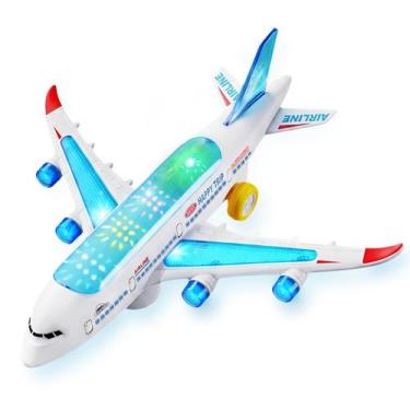 Imagem de Avião de Brinquedo VYKOBLO Elétrico com Luzes LED e Sistema Bate e Vol