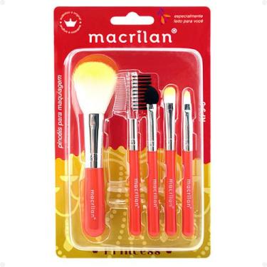 Imagem de Kit Com 5 Pincéis Para Maquiagem Macrilan Princess Kp9-6, Vermelho