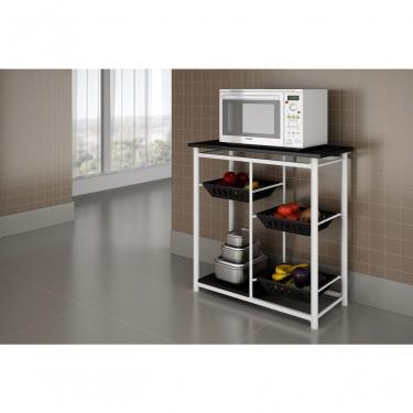 Imagem de Fruteira Tubular Gol Decor 3 Cestos com Tampo em MDF e Cestas Plásticas Removíveis para Cozinha Ou Área Gourmet Preta