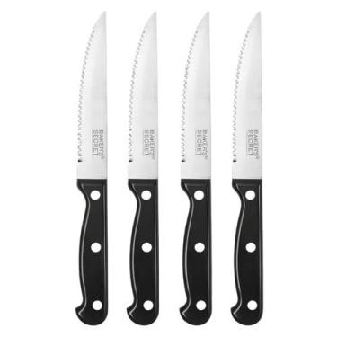 Imagem de Conjunto 6 Facas de Mesa Serrilhadas Cozinha Carne Multiuso - Baker's 