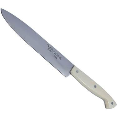 Imagem de Faca Artesanal 7' Aço Inox Full Tang Cabo de Osso Bainha Cou - Facas G