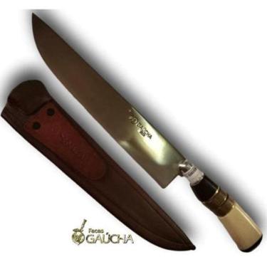 Imagem de Faca Gaúcha Inox Cabo Osso Chifre Madeira 10 Pol Com Bainha