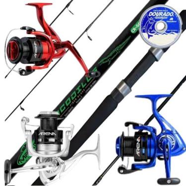 Imagem de Kit Pesca Vara 1,80mt 40lb Molinete Arena Marine Linha Mono Cor:Arena 