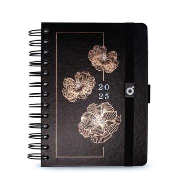 Imagem de Agenda 2025 Midi 11,3 X 16,7 Cm, Noir Flores - OTIMA EDITORA
