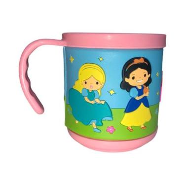 Imagem de Copo Infantil Emborrachado Meninas Caneca de Criança Escolar Cor:Rosa 