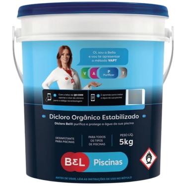 Imagem de Dicloro Orgânico Estabilizado Bel Piscinas 60% Ativo para Tratamento de Água 5KG Belfix