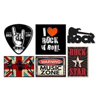 Imagem de Kit 6 Placas Decorativas Música Rock Frases