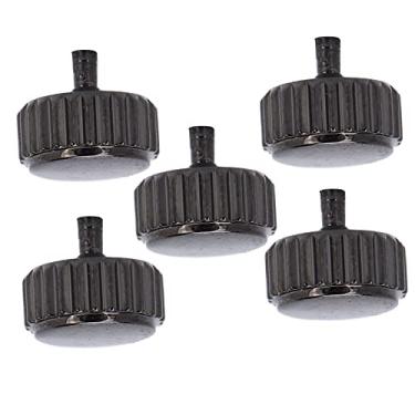 Imagem de Peças de coroa de relógio, Kit de coroa de relógio preto 5 unidades para conserto de relógios para fabricantes de relógios para trabalhadores de(Orifício pequeno de 6,5 mm de comprimento)